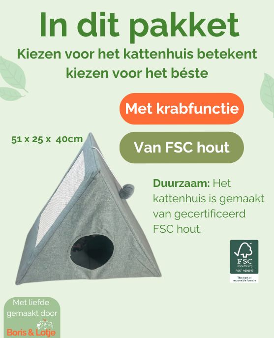 Katzenhaus Pyramide mit Kratzmatte - 51 x 25 x 40 cm