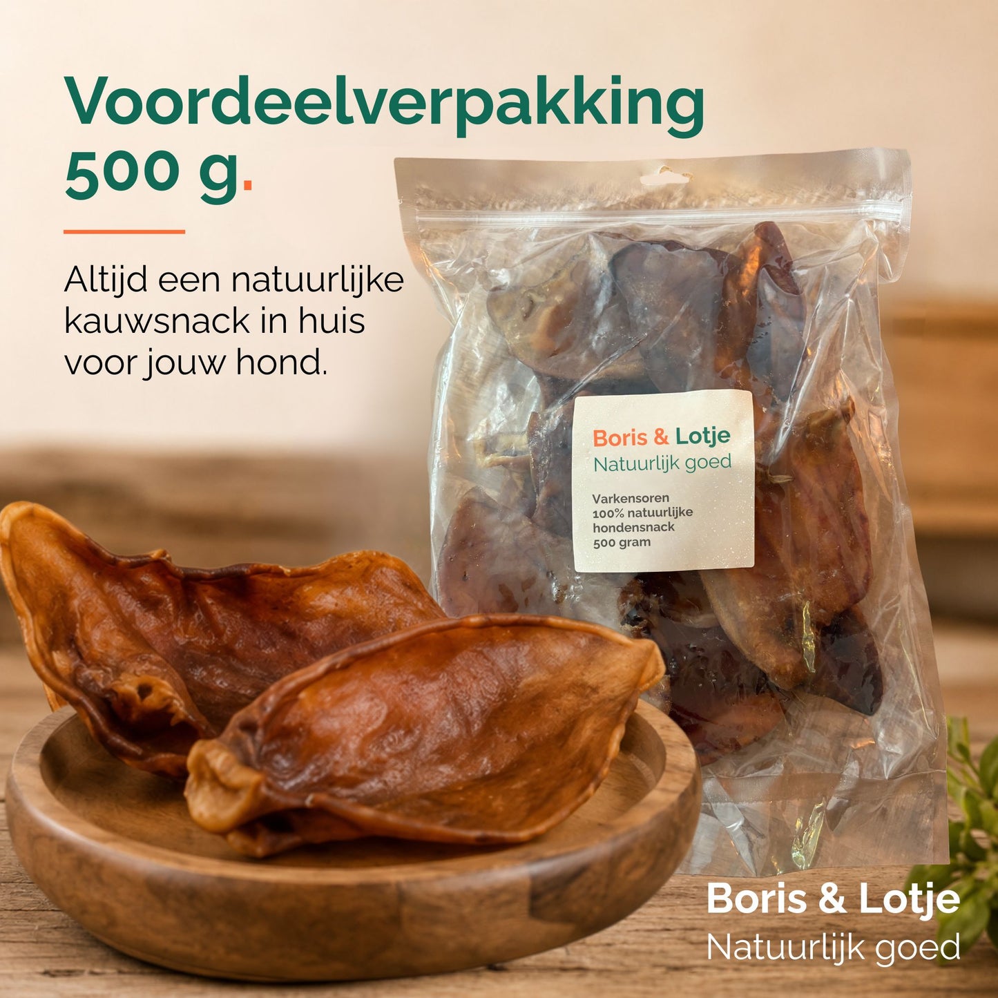 Varkensoren runderoor 100% natuurlijke hondensnack 500 gram