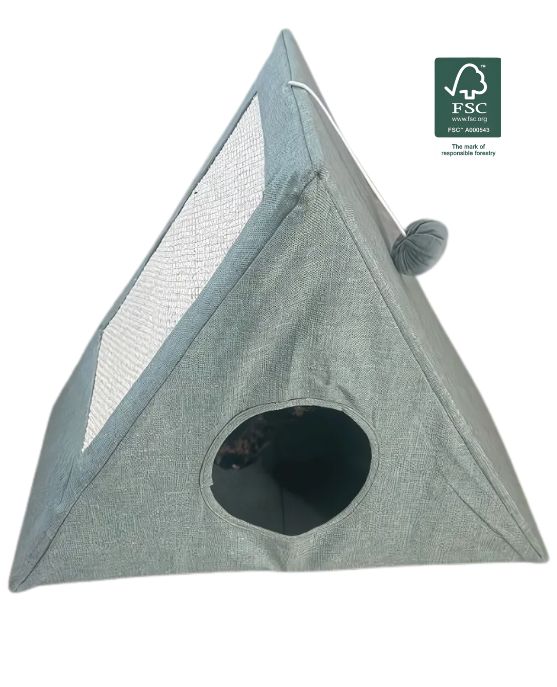Katzenhaus Pyramide mit Kratzmatte - 51 x 25 x 40 cm
