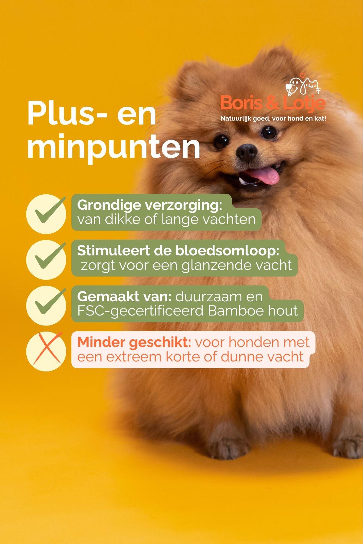 Langnadel-Hundebürste 15,4 x 10,2 cm, nachhaltiges Bambusholz - pro Stück