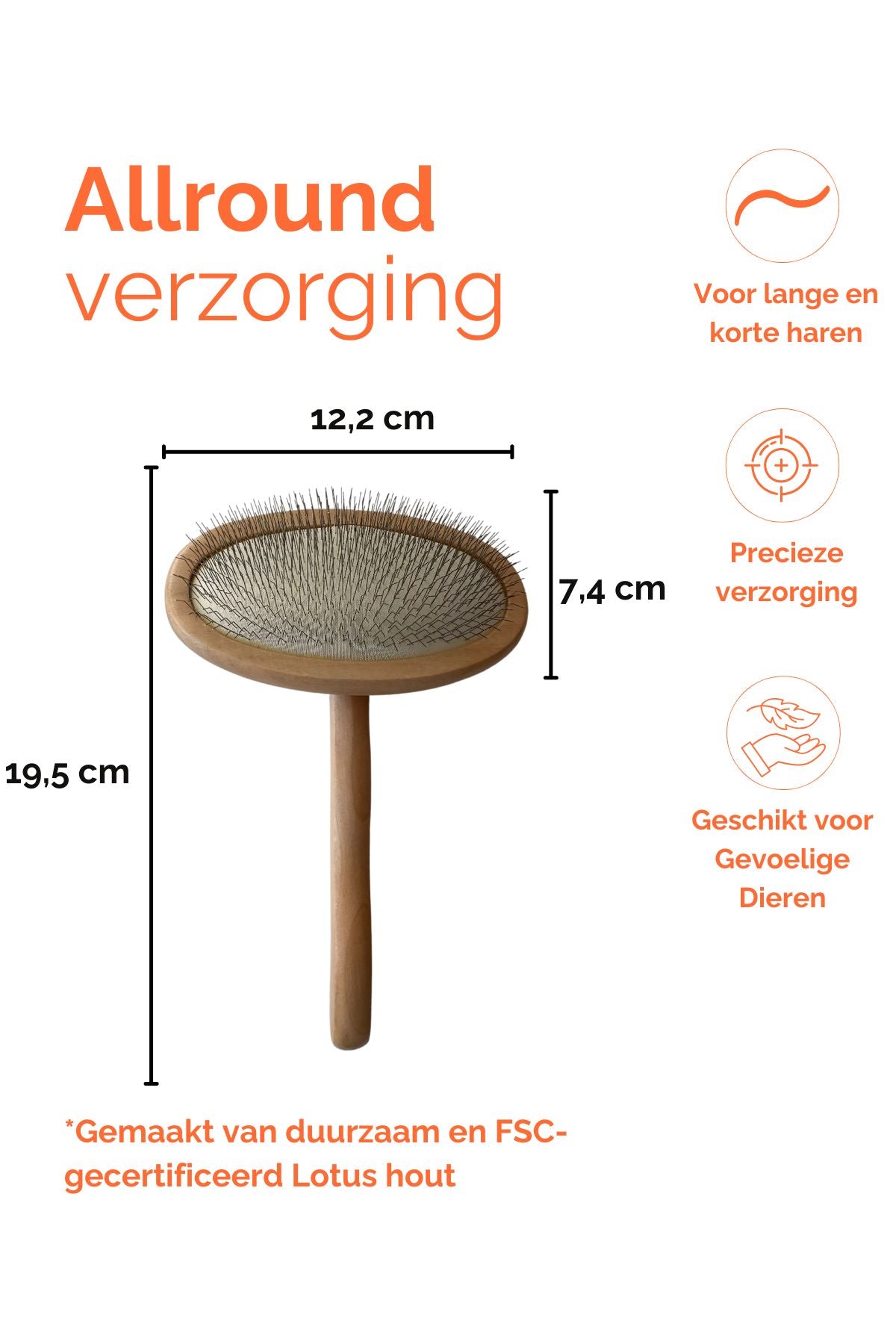 Hundebürste Slicker Brush 19,5 x 12,2 cm Nachhaltiges Lotusholz - Pro Stück