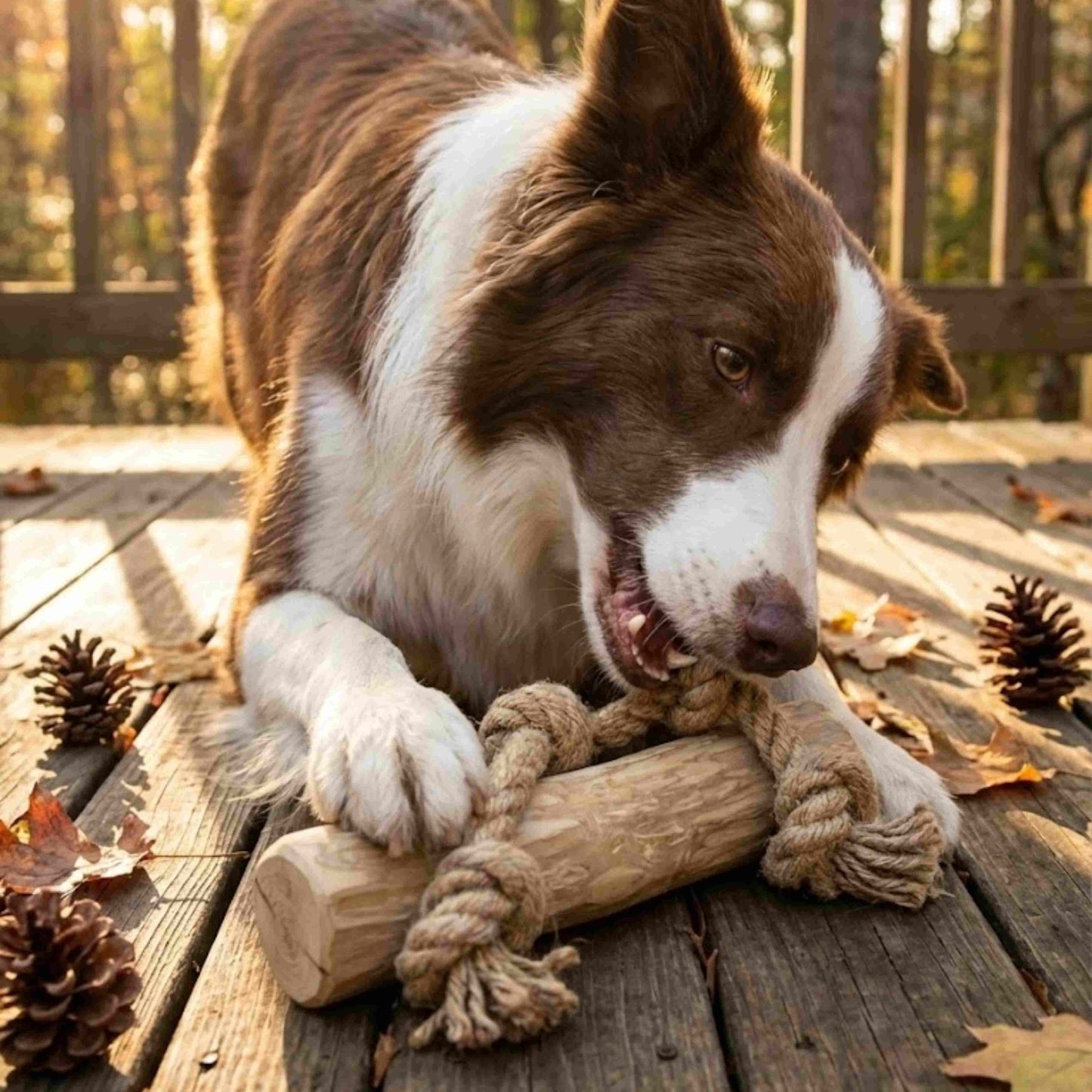 Koffieboomwortel met henneptrektouw L - Per stuk
