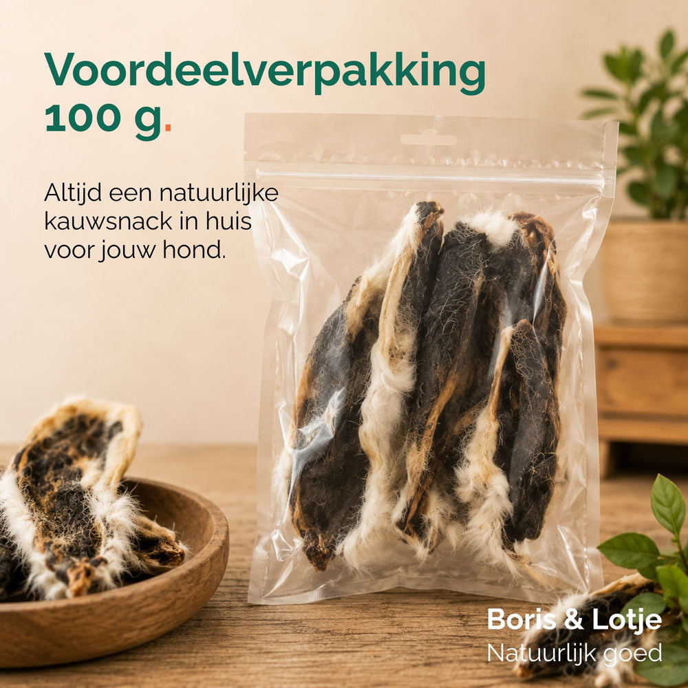 Kaninchenohren mit Fell 100 Gramm