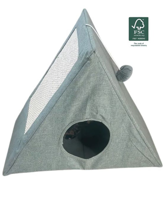 Katzenhaus Pyramide mit Kratzmatte - 51 x 25 x 40 cm