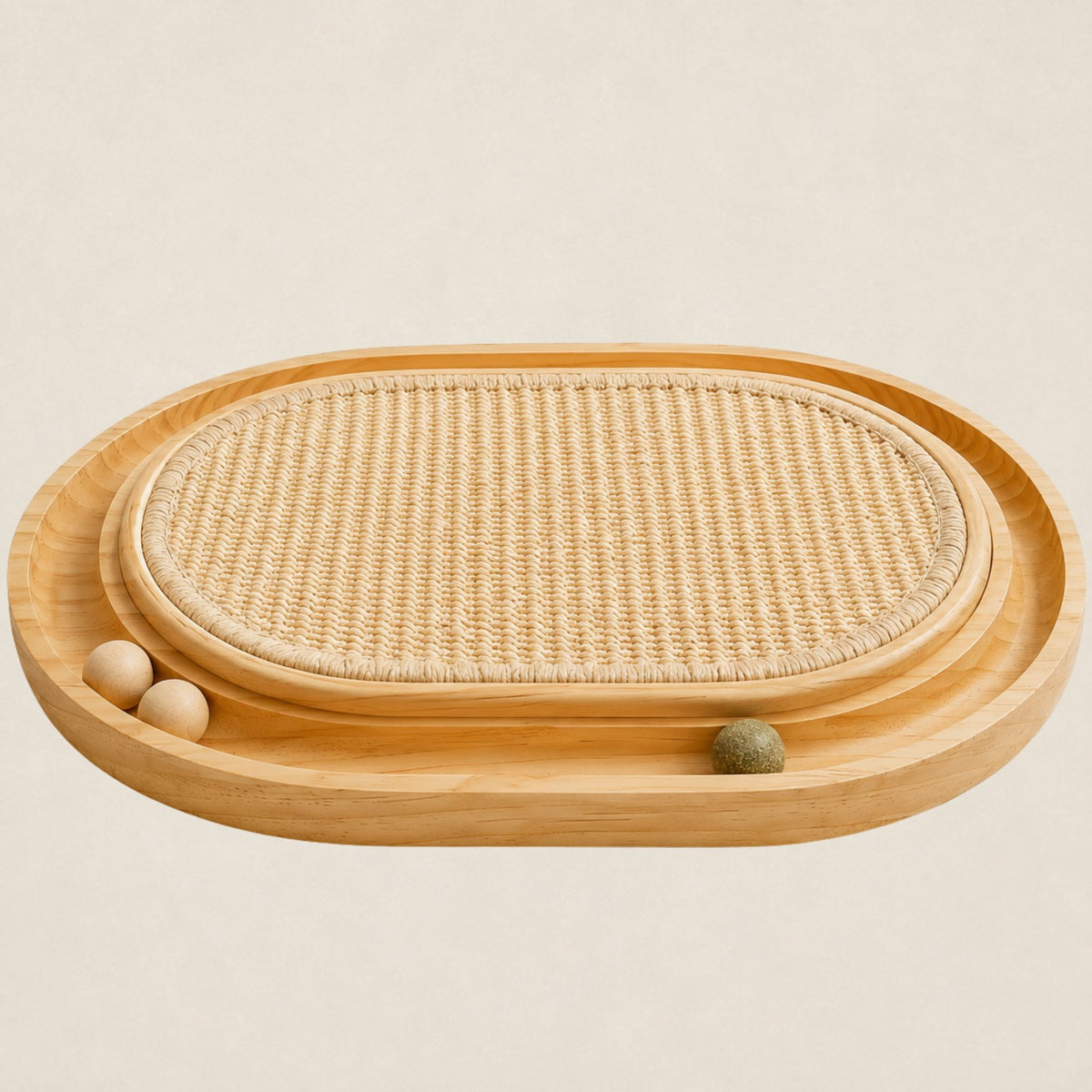 Krabplank kat met speelbaan - hout & sisal