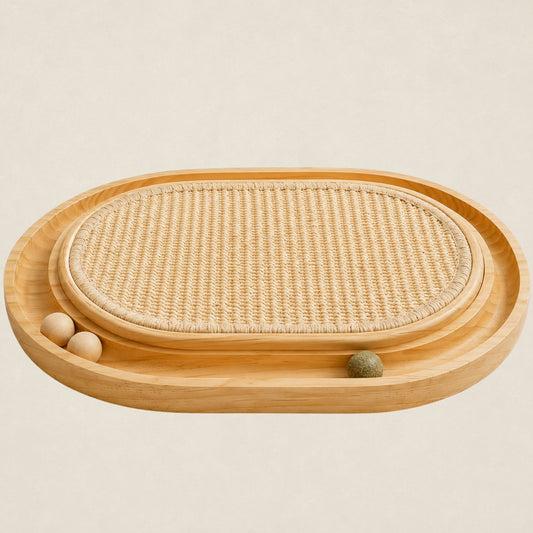 Krabplank kat met speelbaan - hout & sisal