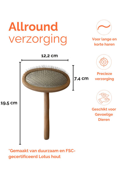 Hundebürste Slicker Brush 19,5 x 12,2 cm Nachhaltiges Lotusholz - Pro Stück