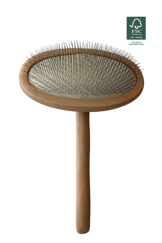 Hundebürste Slicker Brush 19,5 x 12,2 cm Nachhaltiges Lotusholz - Pro Stück