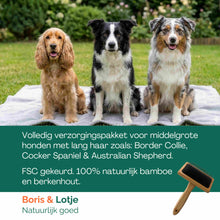 Pflegeset für langes Fell mittelgroßer Hunde 10 bis 25 kg – Bürste, Zupfbürste, Kamm & Shampoo