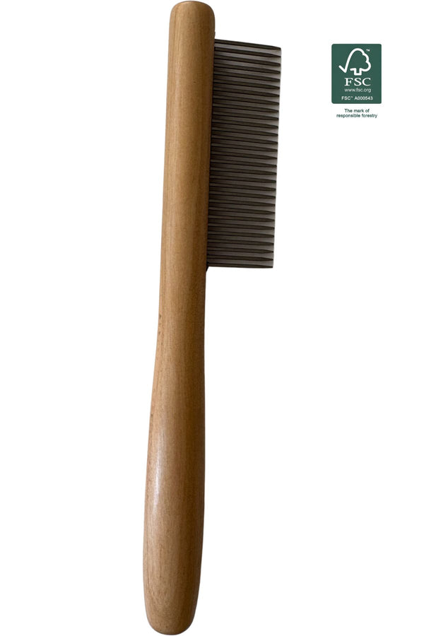 Hundekamm Breite Stahlzähne 20,4 x 4 cm Nachhaltiges Birkenholz - Pro Stück