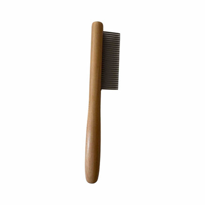 Hundekamm Breite Stahlzähne 20,4 x 4 cm Nachhaltiges Birkenholz - Pro Stück