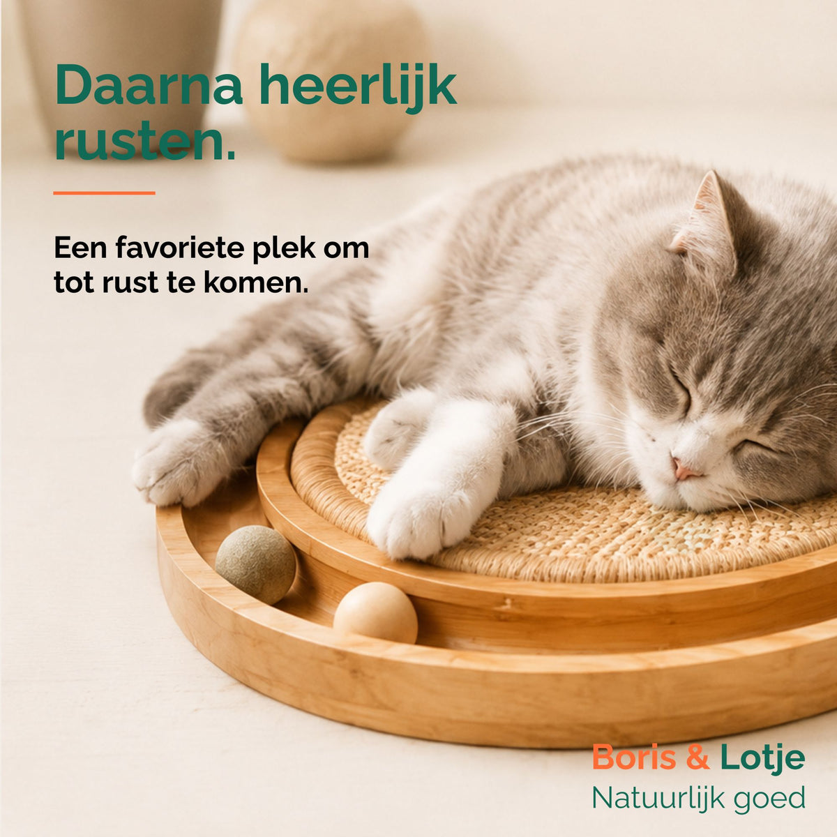 Kratzbrett für Katzen mit Spielbahn - Holz & Sisal 40,6 cm