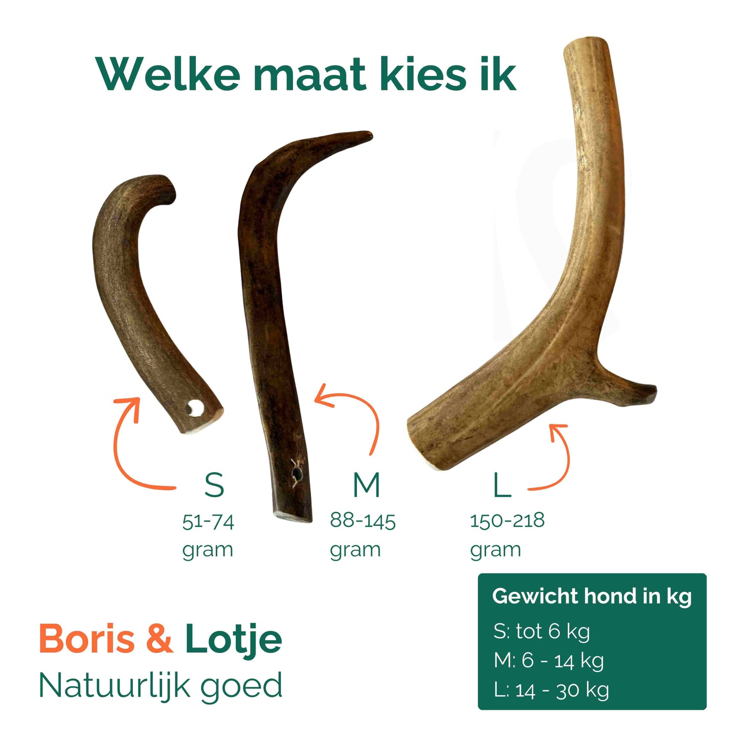 Hertengewei edelhert hondensnack 100% natuurlijk - maat S (51–74 gram)