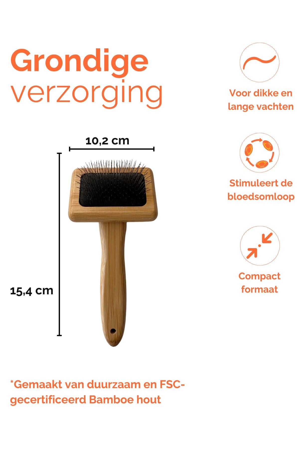 Langnadel-Hundebürste 15,4 x 10,2 cm, nachhaltiges Bambusholz - pro Stück