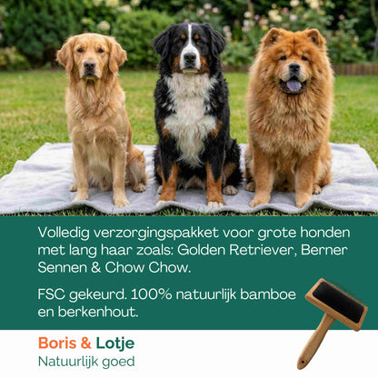 Lange Vacht Verzorgingspakket Grote Honden vanaf 25 kg – Hondenborstel, Slicker, Kam & Shampoo