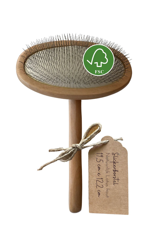 Hundebürste Slicker Brush 19,5 x 12,2 cm Nachhaltiges Lotusholz - Pro Stück