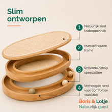 Kratzbrett für Katzen mit Spielbahn - Holz & Sisal 40,6 cm