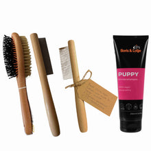 Welpen-Pflegeset – Hundebürste, 2 Kämme & Welpen-Shampoo